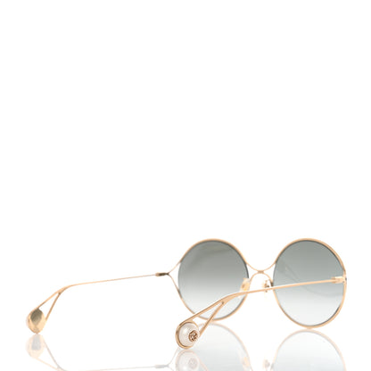 Gucci Metal Round Pearl Tip Sunglasses GG0253S Gold 4 of 8