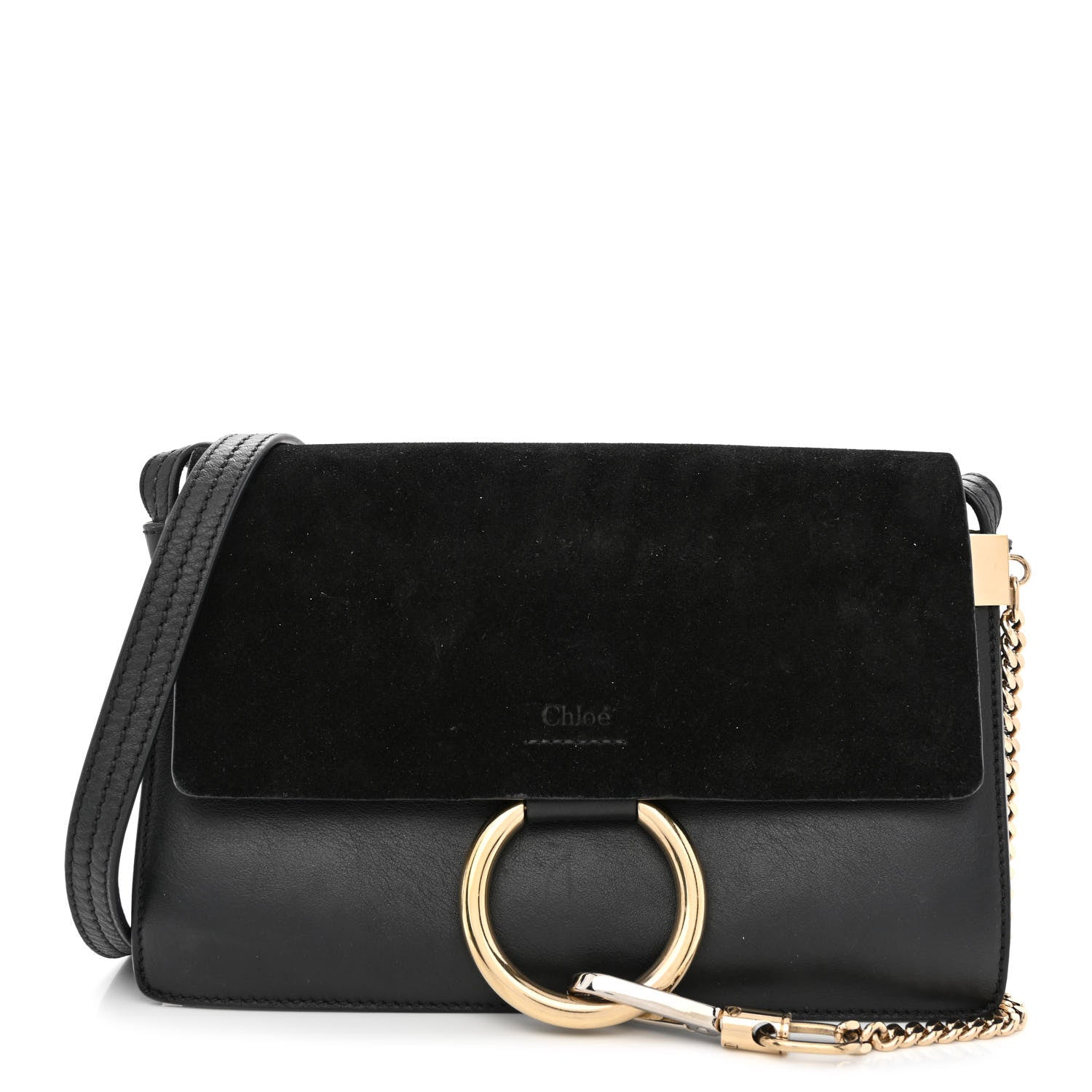 Chloe Suede Calfskin Small Faye Shoulder Bag Black 1 of 10