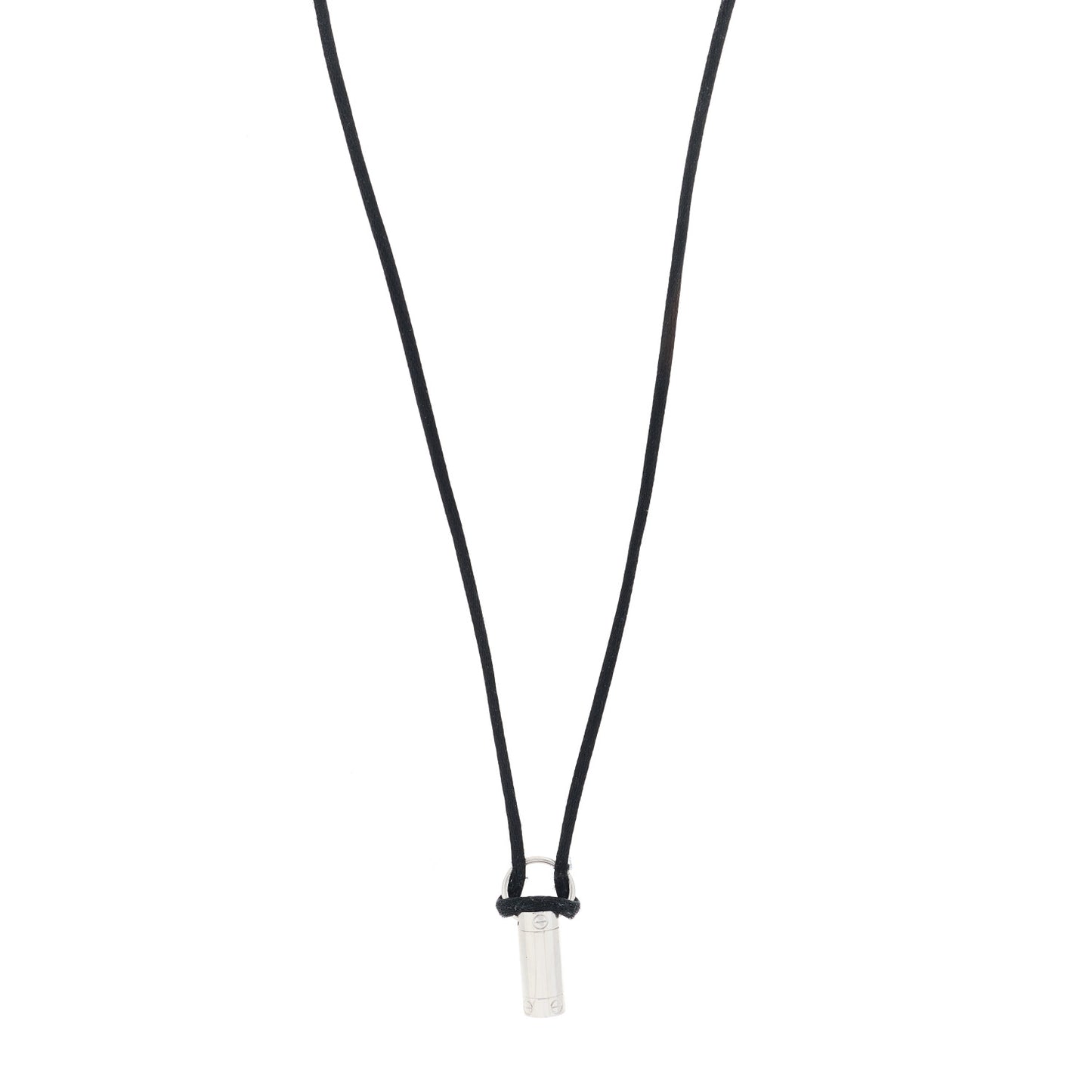 18K White Gold LOVE Screwdriver Pendant Cord Necklace