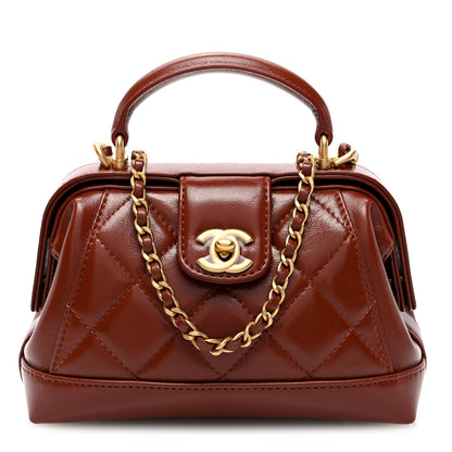 Chanel Shiny Lambskin Quilted Mini Cocodoc Top Handle Bag Brown 1 of 10