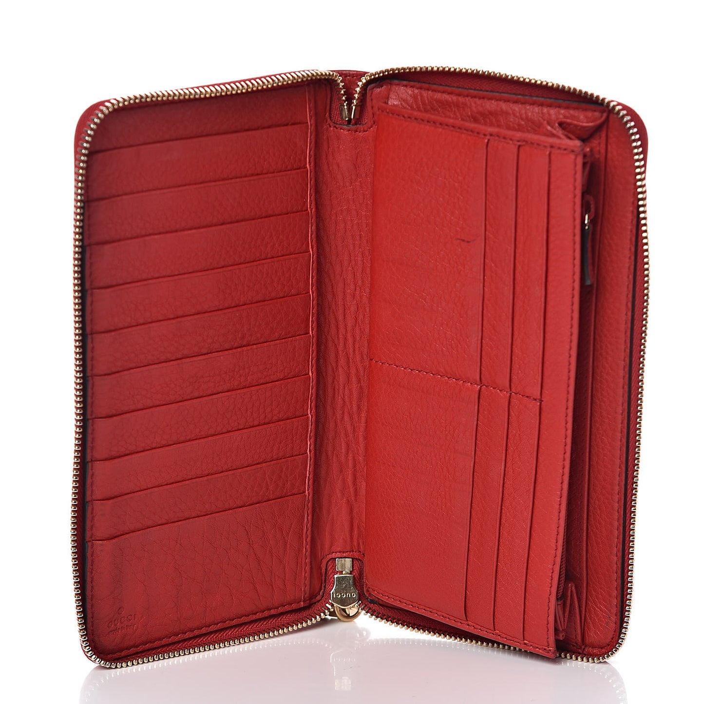 Pebbled Calfskin Soho Zip Around Wallet Red