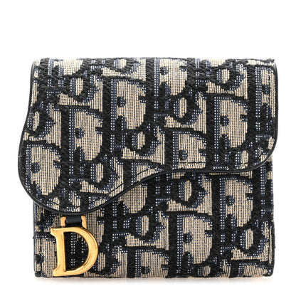 Christian Dior Oblique Saddle Lotus Wallet Blue 1 of 11