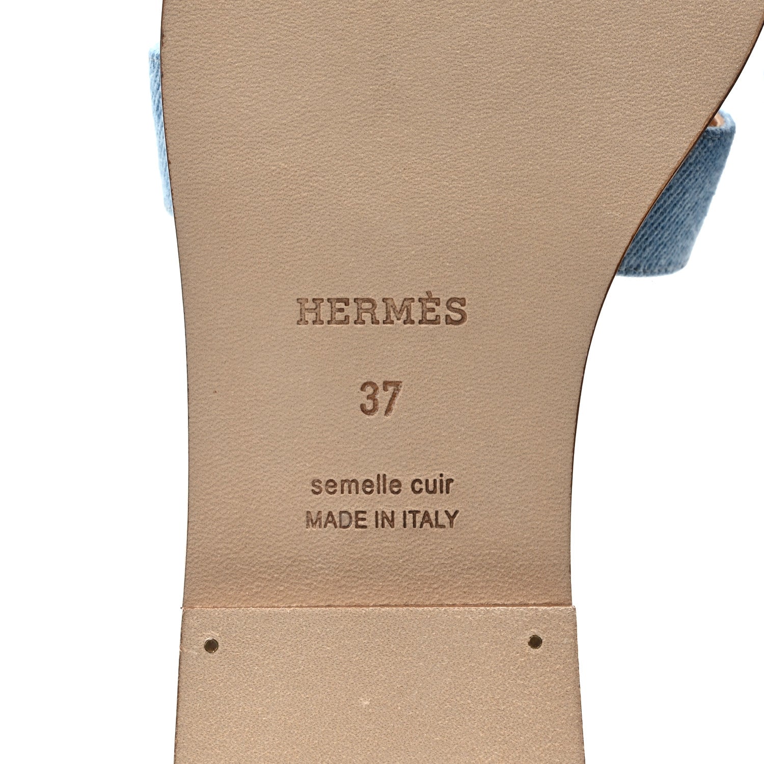 Hermes Denim Canvas Oran Sandals 37 Bleu Clair 6 of 9