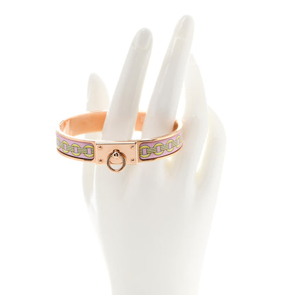 Hermes Enamel Anneau Flots Fleures Et Frontaux Bracelet PM Ultra Pink 2 of 5