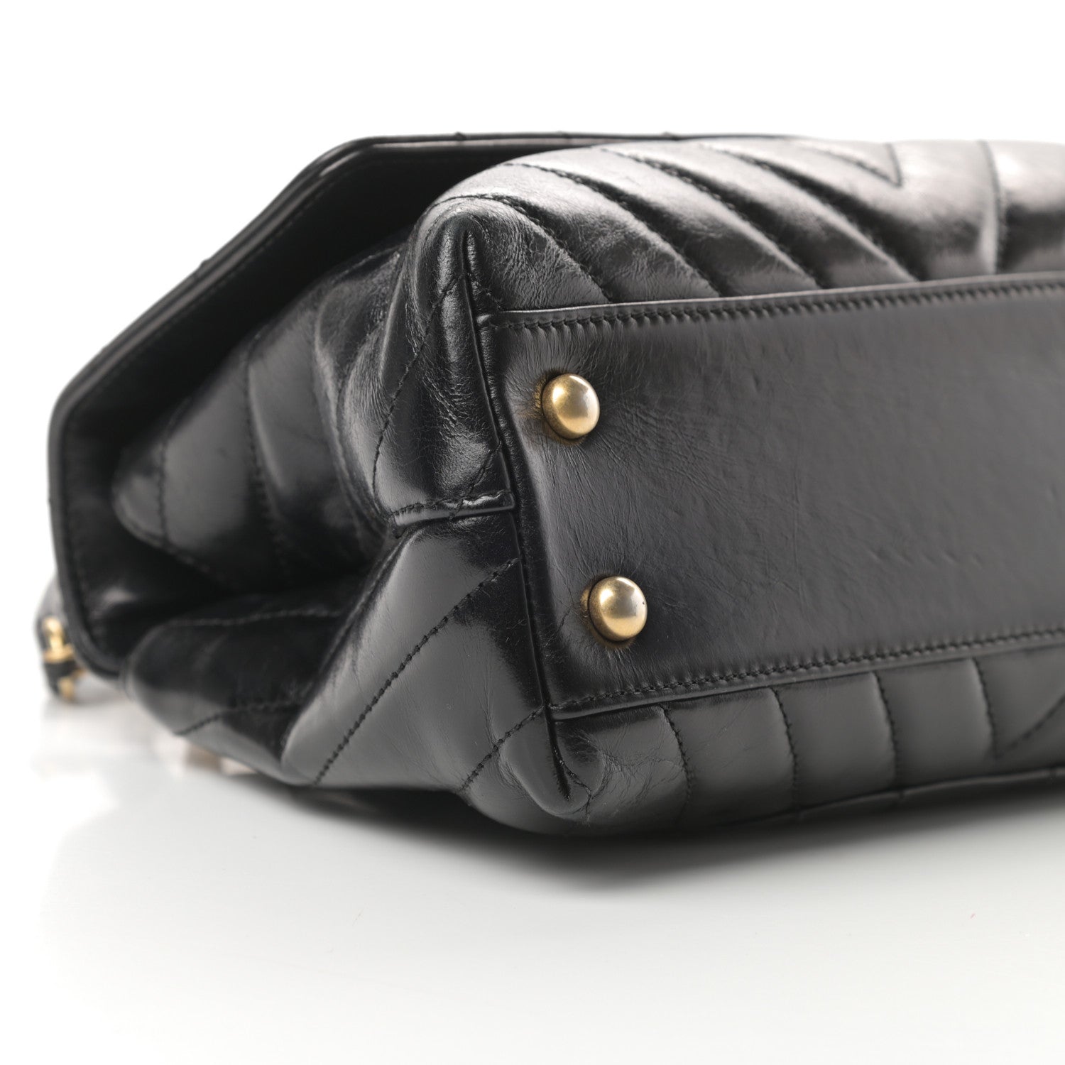 Chanel Calfskin Chevron Quilted Mini Coco Handle Flap Black 9 of 11
