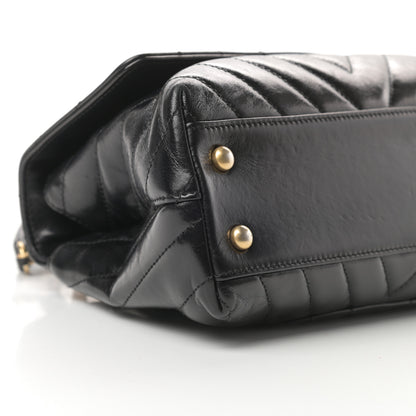Chanel Calfskin Chevron Quilted Mini Coco Handle Flap Black 9 of 11