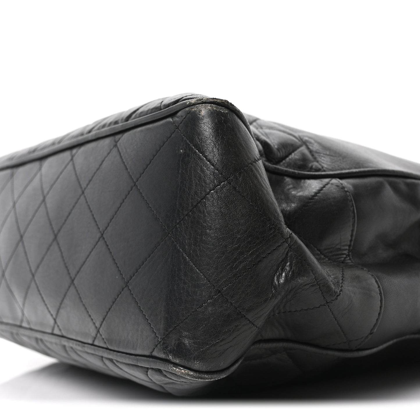 Lambskin Quilted CC Shopping Tote Black