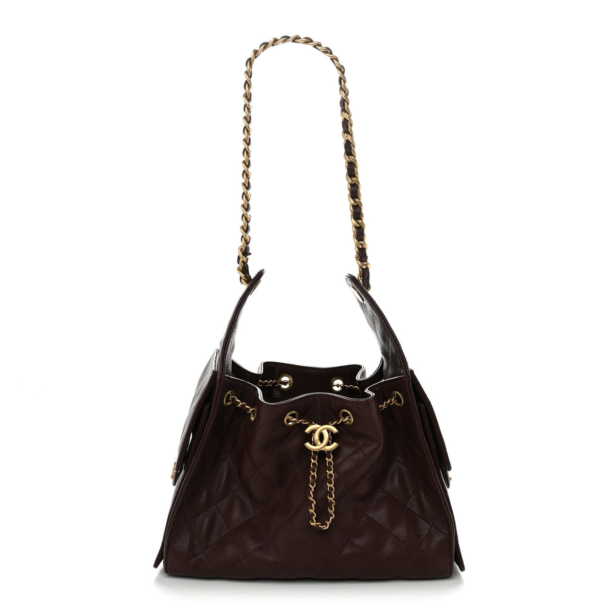 Caviar Quilted Small Chanel 25 Handbag Dark Brown