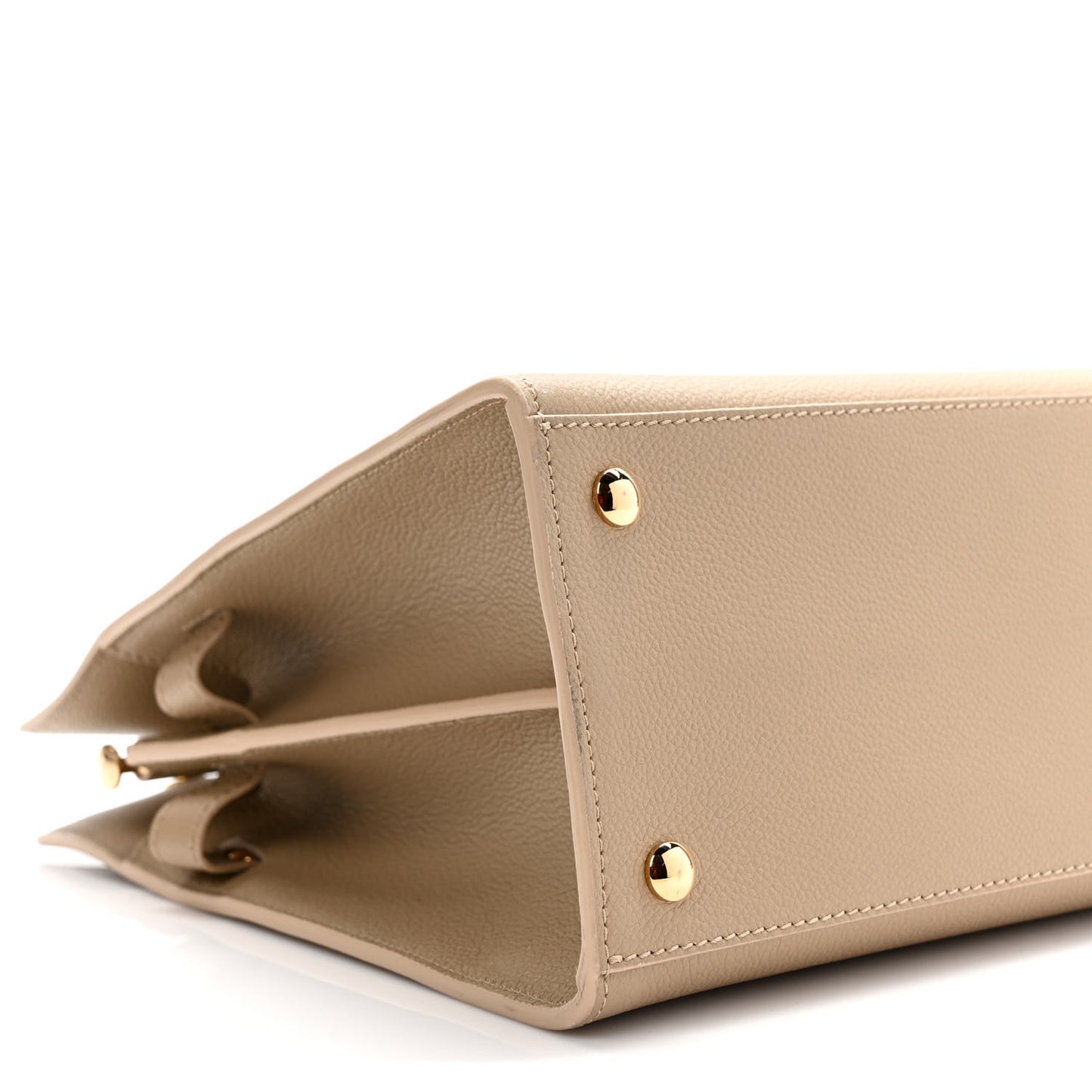 Grainy Calfskin Medium Title Bag Honey