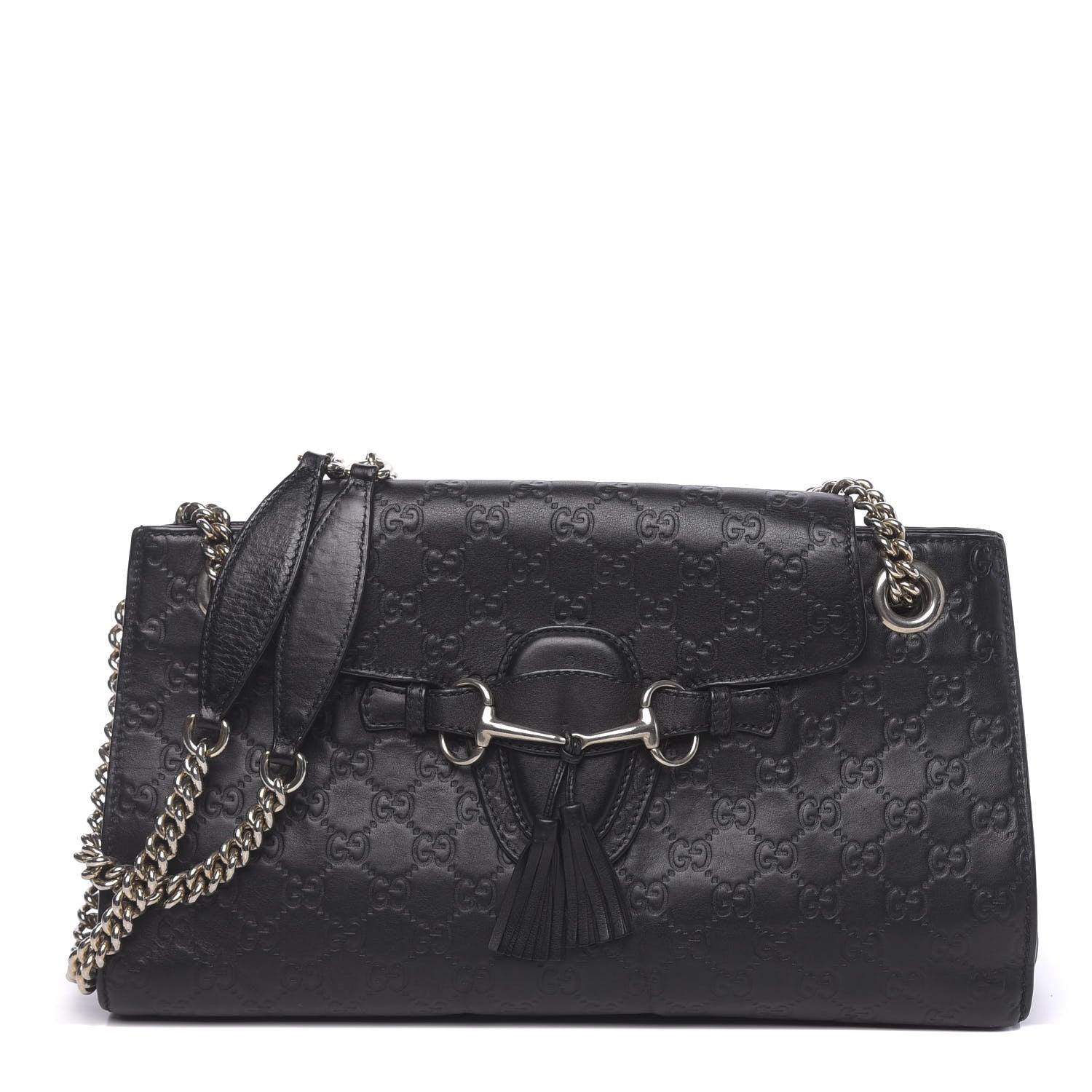 Gucci Guccissima Large Emily Chain Shoulder Bag Black 1 of 14