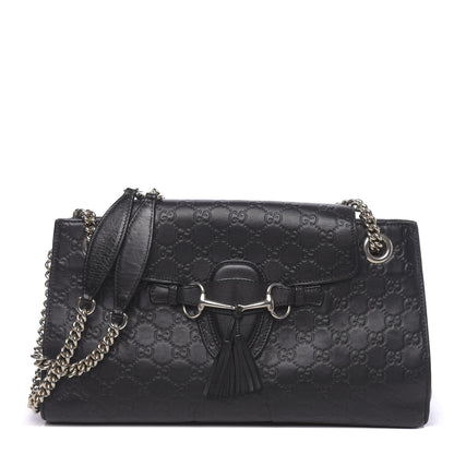 Gucci Guccissima Large Emily Chain Shoulder Bag Black 1 of 14