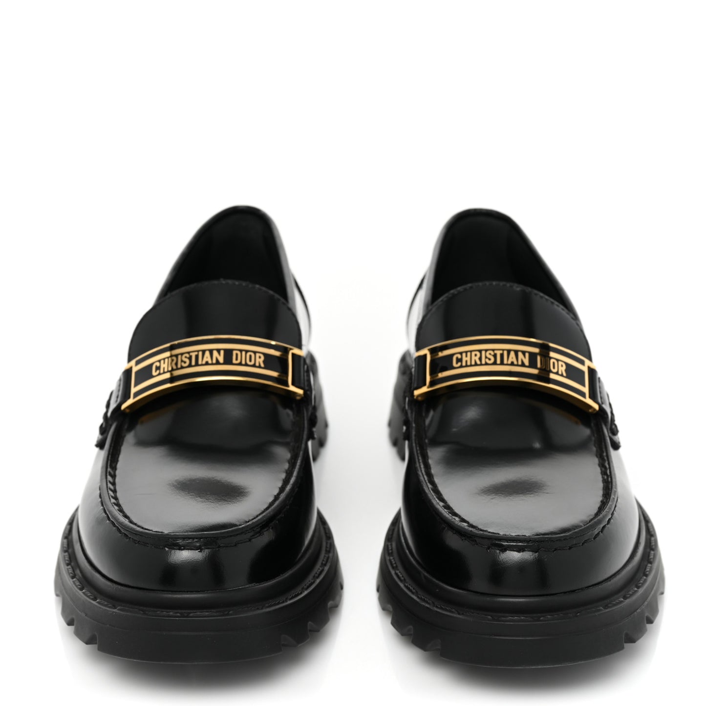 Brushed Calfskin Dior Code Lug Sole 15mm Loafers 36 Black