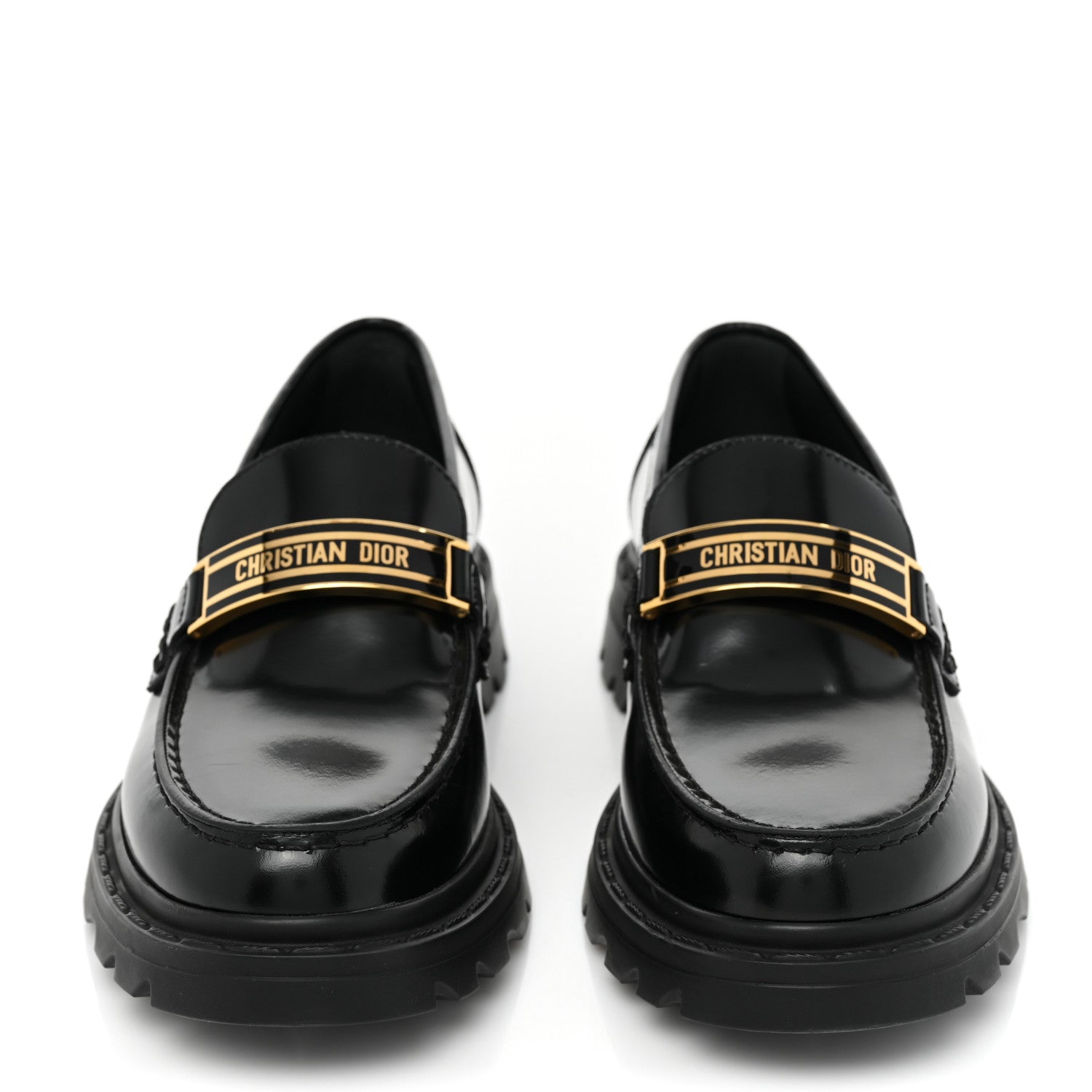Christian Dior Brushed Calfskin Dior Code Lug Sole 15mm Loafers 36 Black 2 of 9