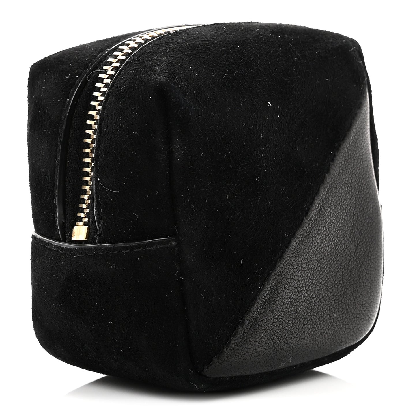 Suede Lambskin Jaime Cube Charm Keychain Black