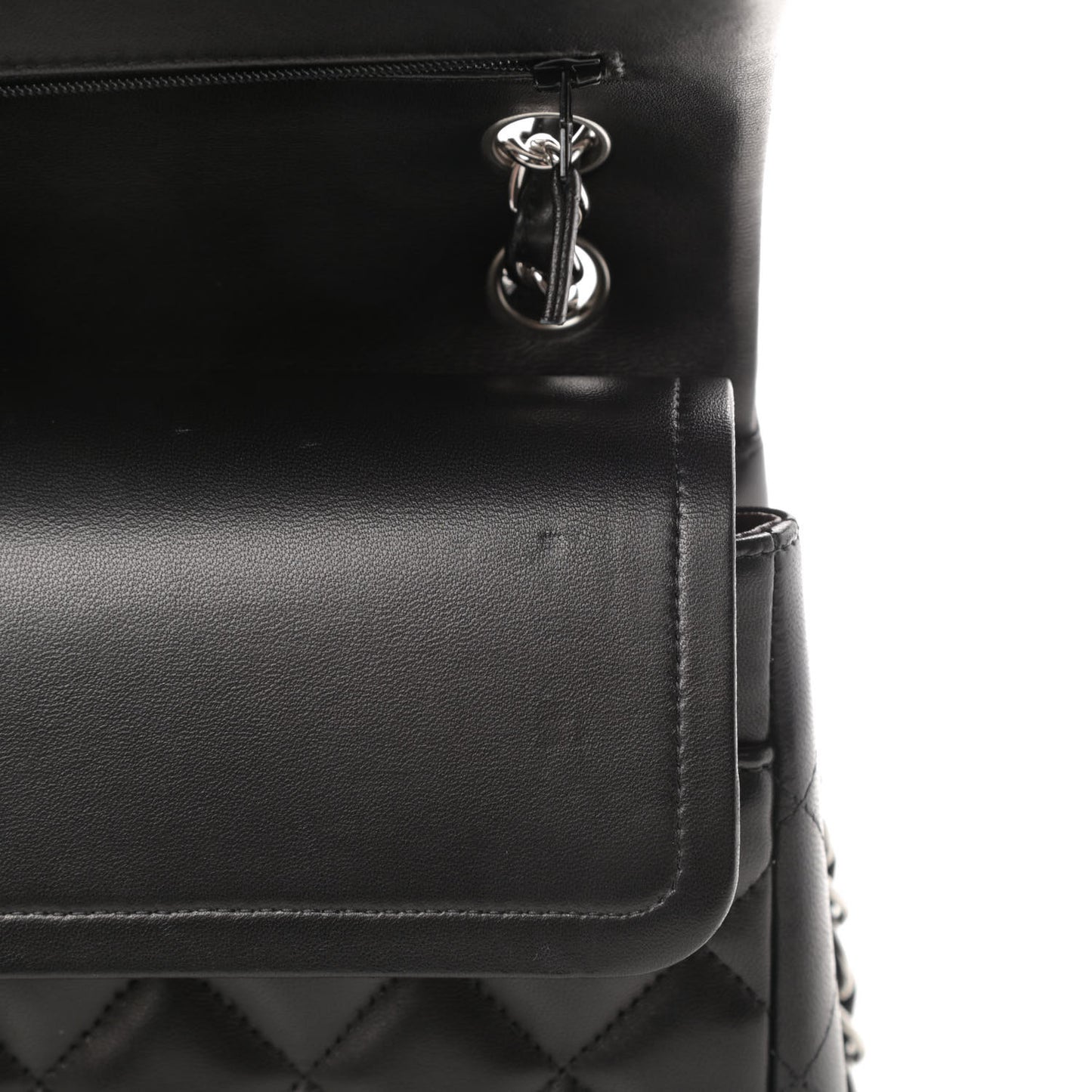 Lambskin Quilted Jumbo Double Flap Black