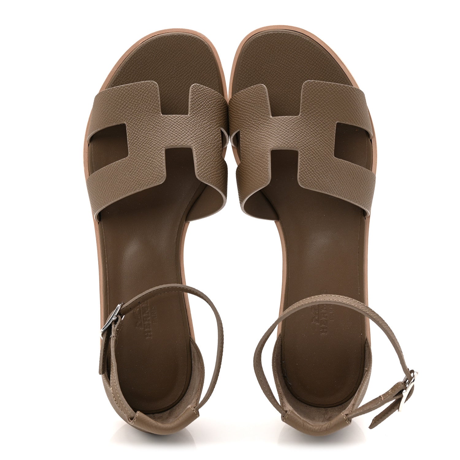 Hermes Epsom Santorini Sandals 39 Etoupe 2 of 9