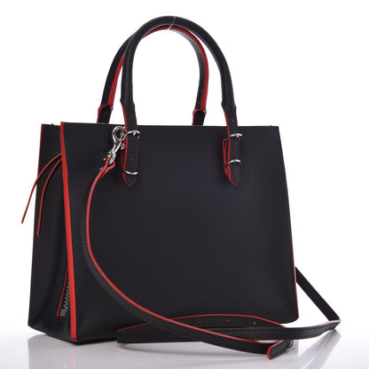 Balenciaga Rubberized Calfskin Papier Mini A4 Zip Around Tote Black Red 3 of 10