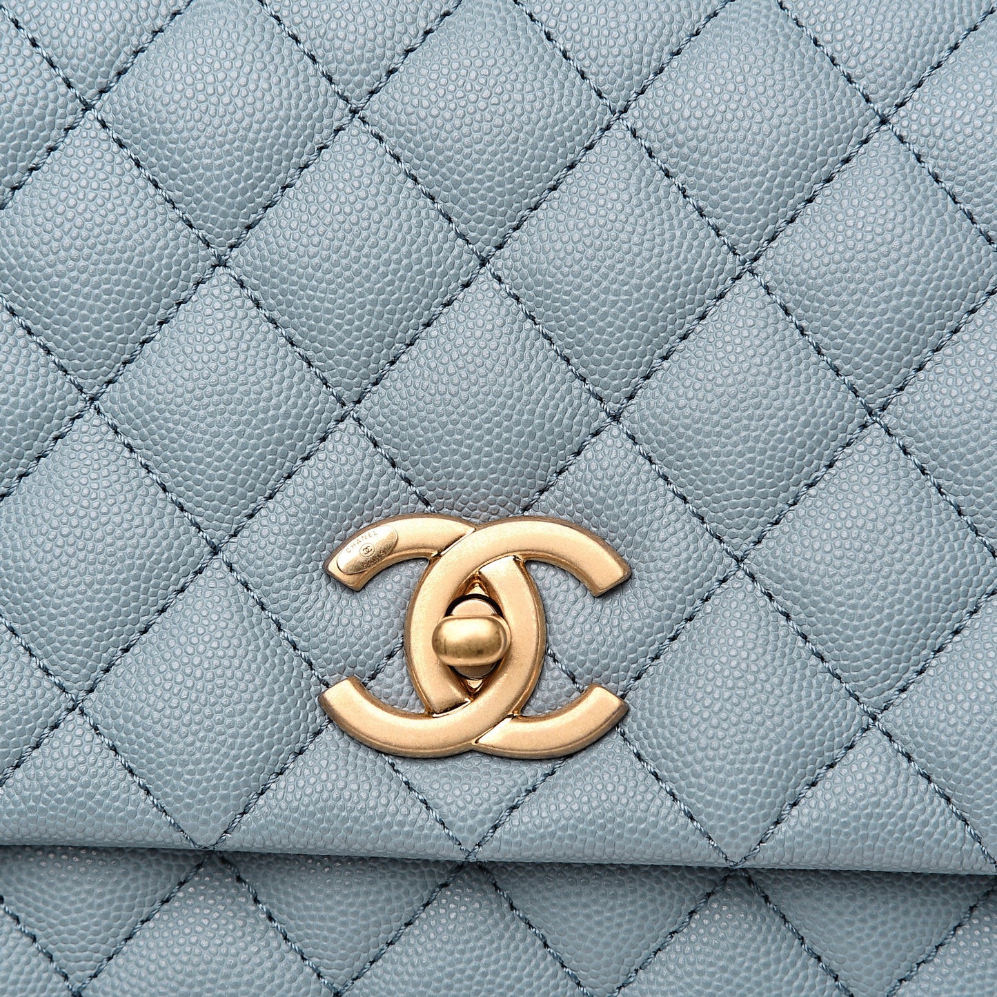 Caviar Quilted Small Coco Handle Flap Blue