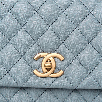 Chanel Caviar Quilted Small Coco Handle Flap Blue 8 of 11