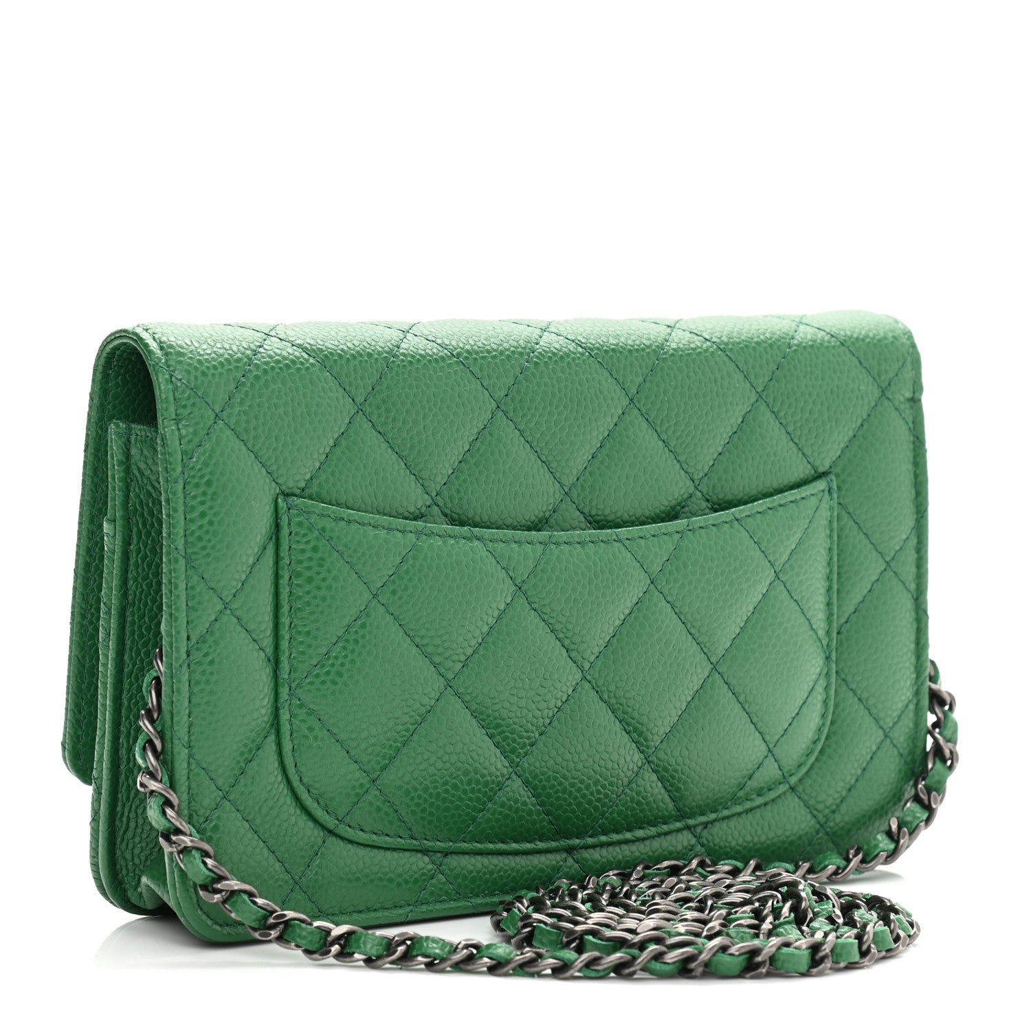 Chanel Caviar Quilted Wallet On Chain WOC Green 3 of 11