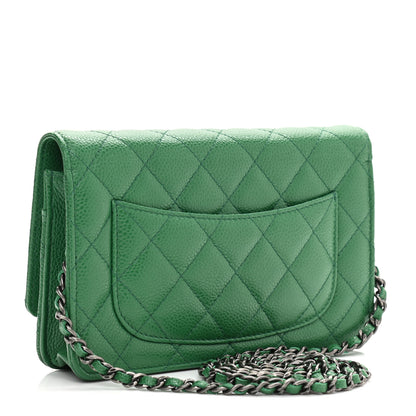 Chanel Caviar Quilted Wallet On Chain WOC Green 3 of 11