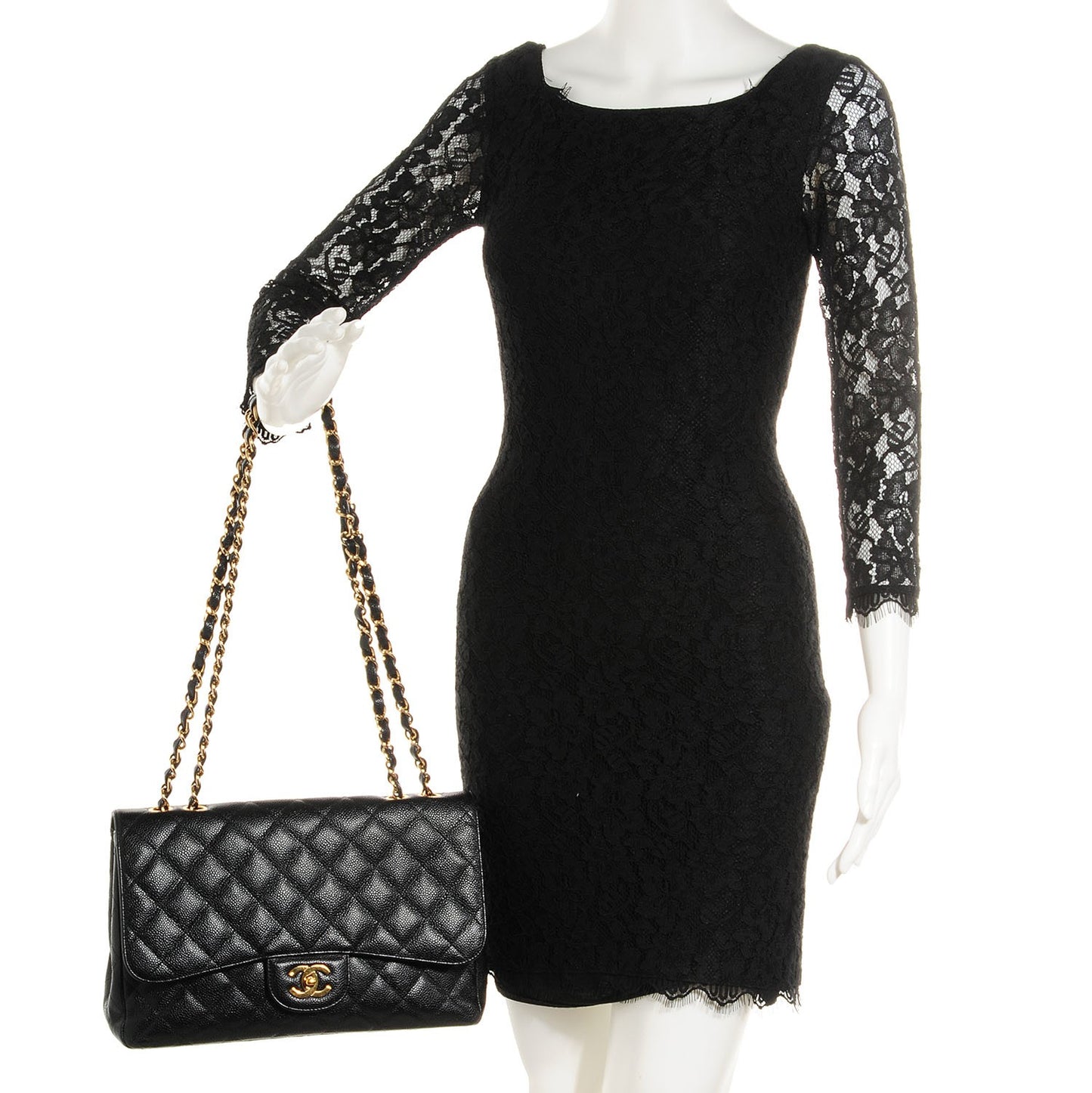 Caviar Jumbo Single Flap Black