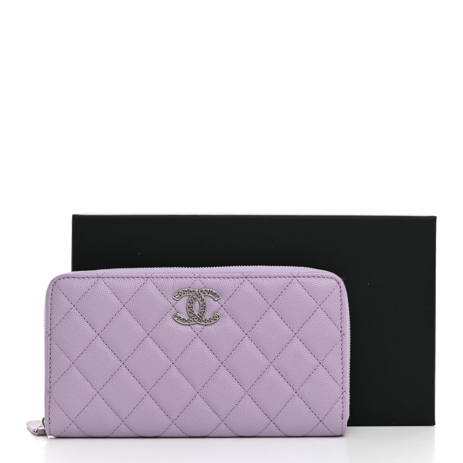 Chanel Caviar Quilted CC Logo Long Zipped Wallet Light Purple 9 of 9