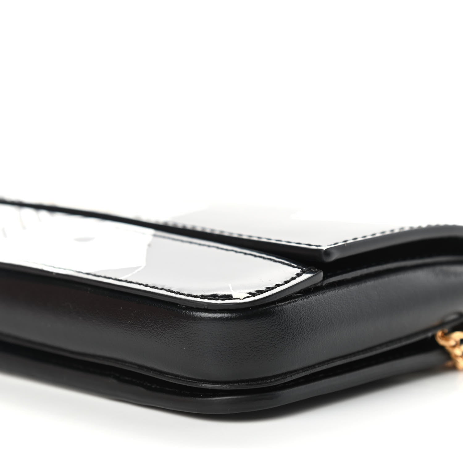 Burberry Calfskin Deer Print Camille Chain Wallet Black White 8 of 9