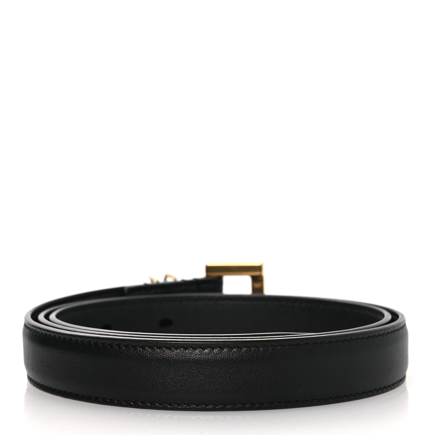 Saint Laurent Smooth Calfskin Monogram Cassandre Extra Thin Square Buckle 80 32 Belt Black 2 of 7