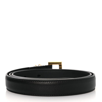 Saint Laurent Smooth Calfskin Monogram Cassandre Extra Thin Square Buckle 80 32 Belt Black 2 of 7