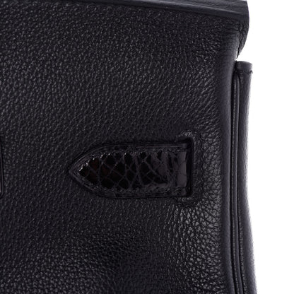 Hermes Taurillon Novillo Shiny Niloticus Crocodile Birkin Touch 30 Black 25 of 32