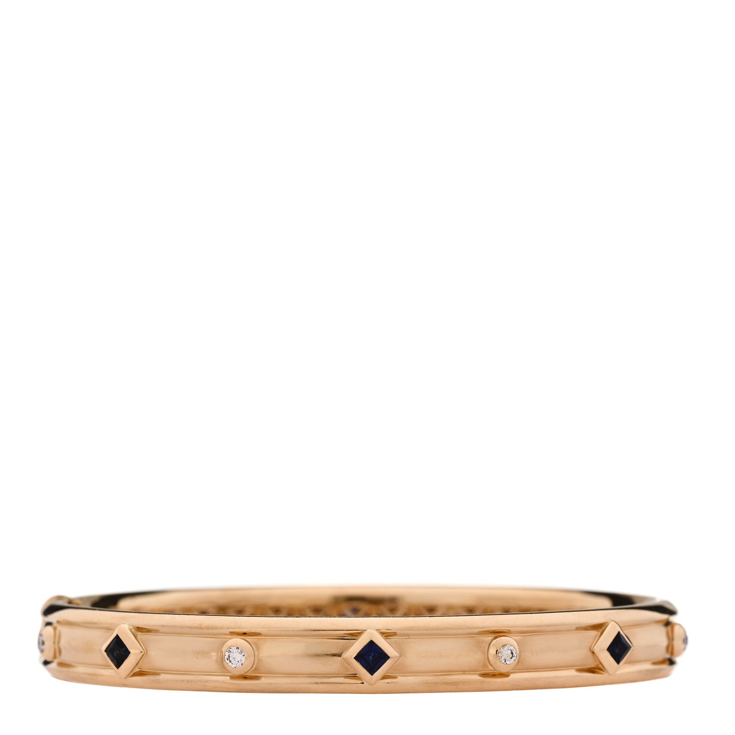 18K Yellow Gold Diamond Blue Sapphire Modern Renaissance Bracelet