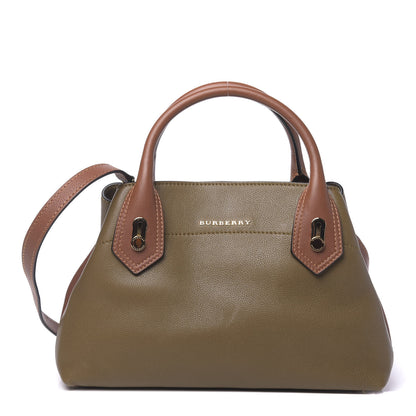 Burberry Mini Grain Calfskin Bi-Color Small Barnsburry Tote Clay Green Burnt Toffee 1 of 9
