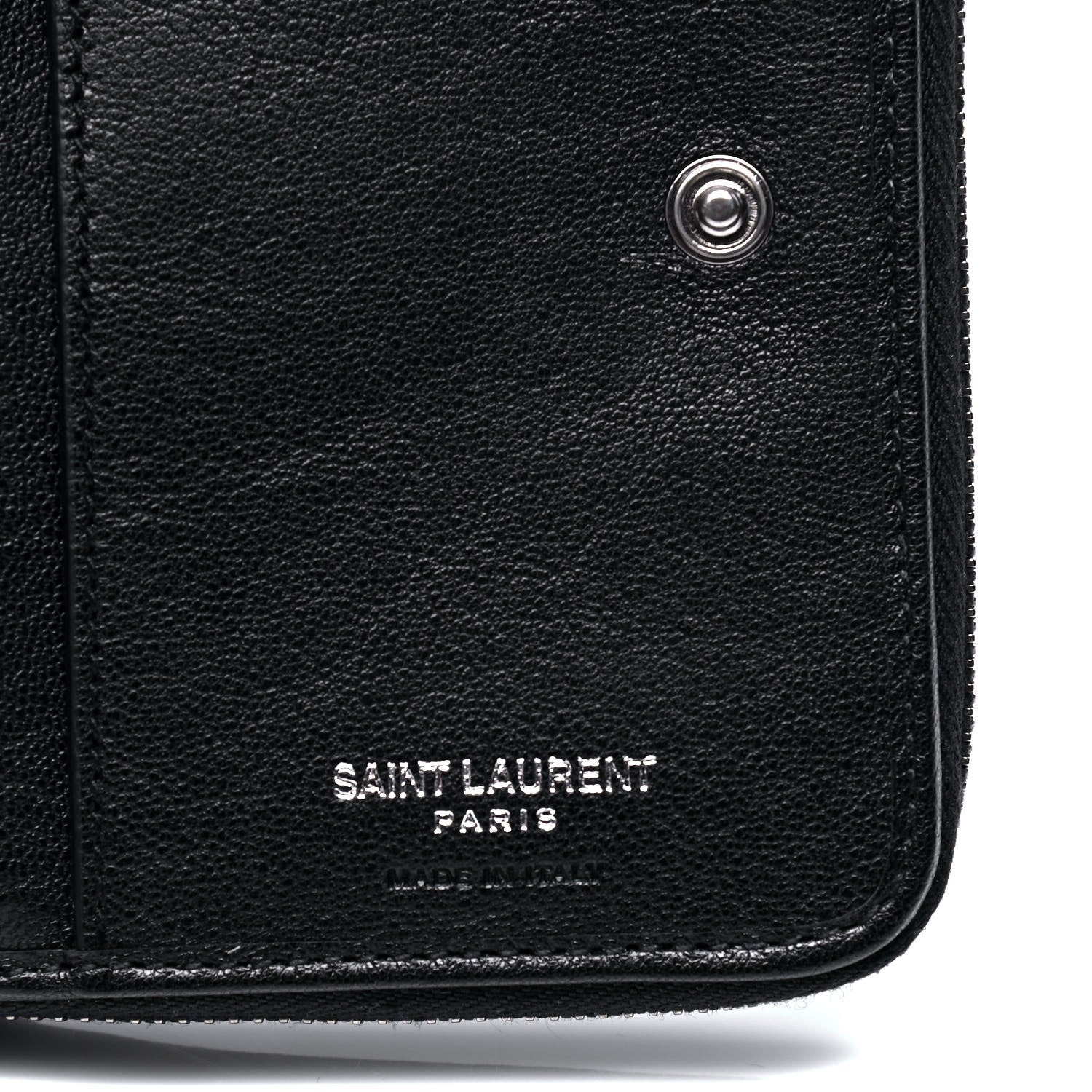 Saint Laurent Lambskin Matelasse Chevron Monogram Compact Wallet Black 4 of 5