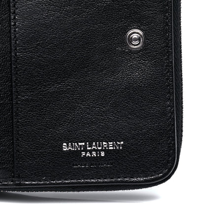 Saint Laurent Lambskin Matelasse Chevron Monogram Compact Wallet Black 4 of 5