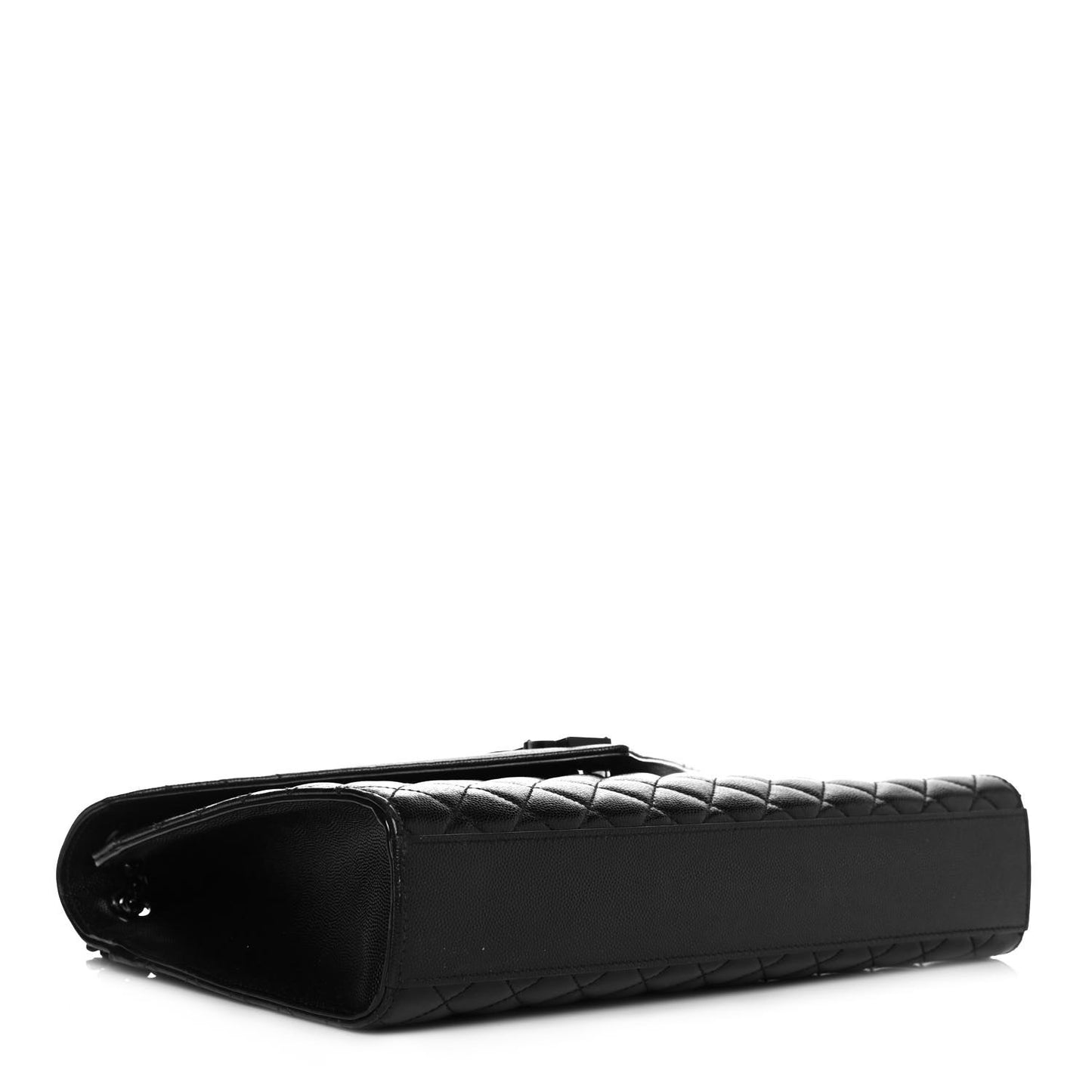 Grain De Poudre Textured Mixed Matelasse Large Triquilt Monogram Monochrome Satchel Black