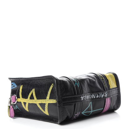 Balenciaga Agneau Arena Graffiti All Over XS Bazar Shopper Tote Black Multicolor 4 of 9