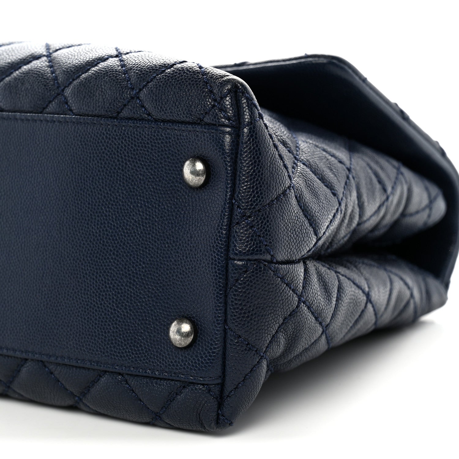 Chanel Caviar Quilted Medium Coco Handle Flap Navy Blue 10 of 10