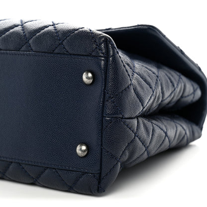 Chanel Caviar Quilted Medium Coco Handle Flap Navy Blue 10 of 10