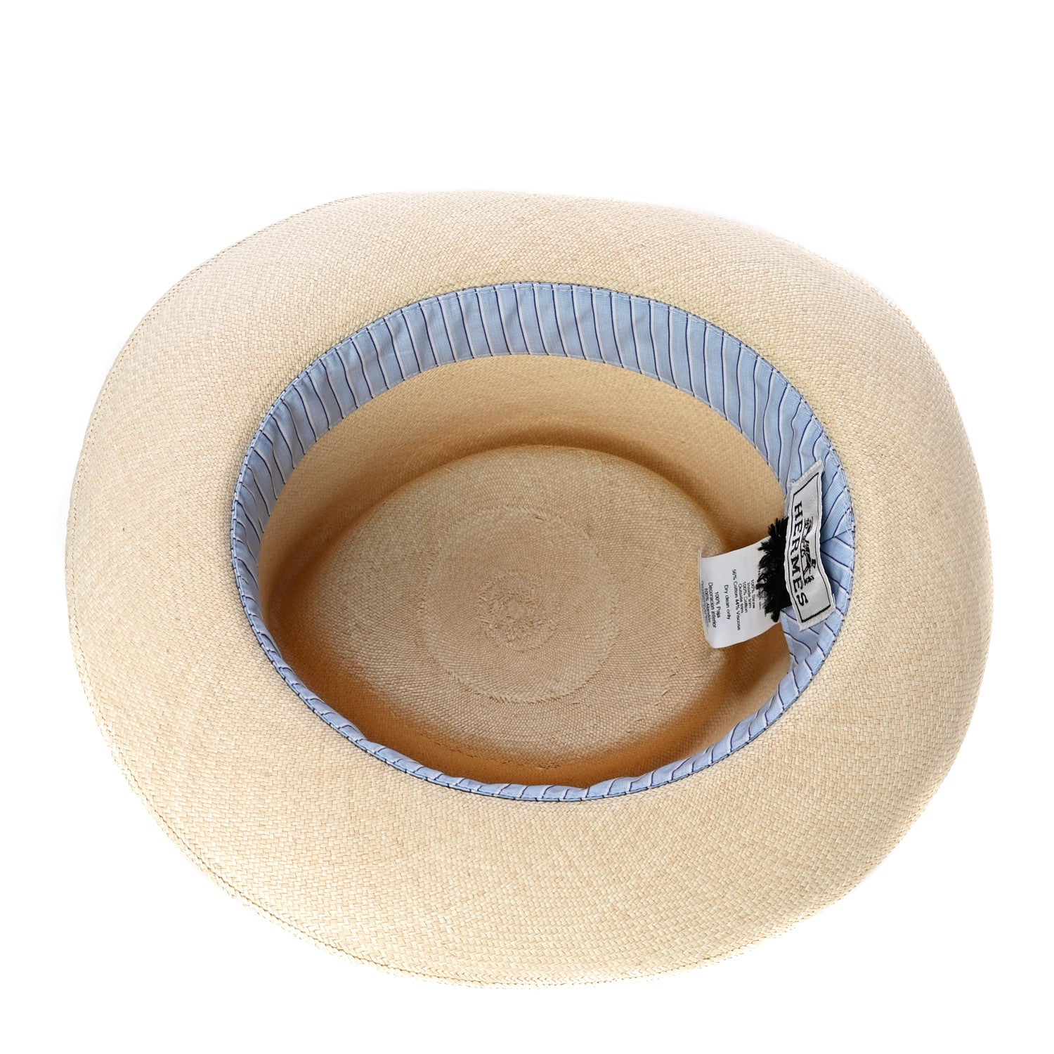 Hermes Straw Mens Rio Panama Hat 58 Natural Black 6 of 7