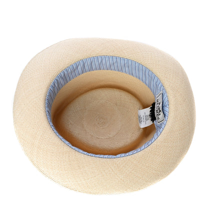 Hermes Straw Mens Rio Panama Hat 58 Natural Black 6 of 7