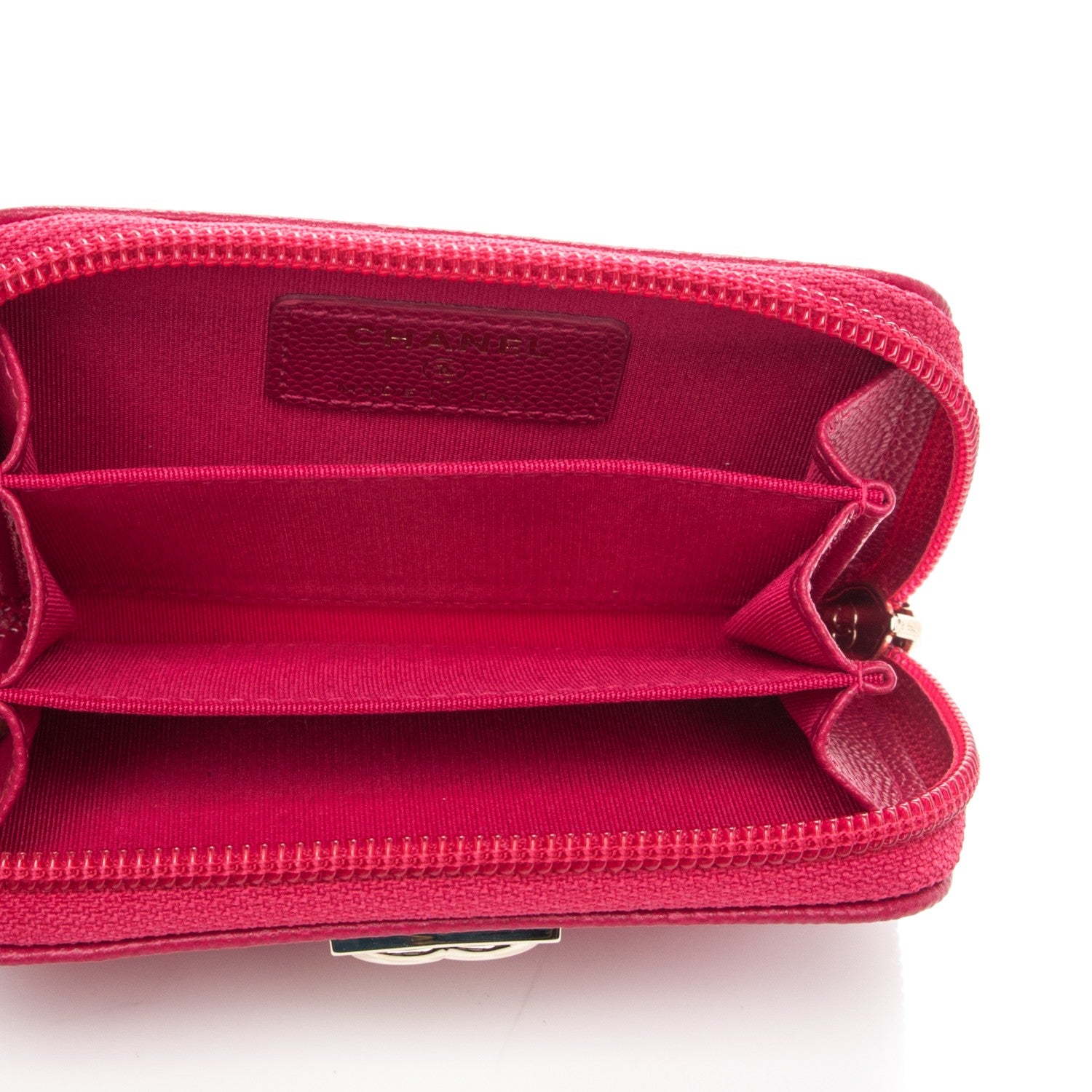 Chanel Caviar Quilted Boy Zip Around Coin Purse Wallet Dark Pink 5 of 7