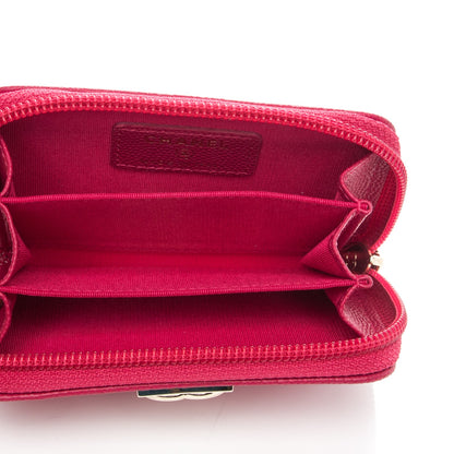 Chanel Caviar Quilted Boy Zip Around Coin Purse Wallet Dark Pink 5 of 7