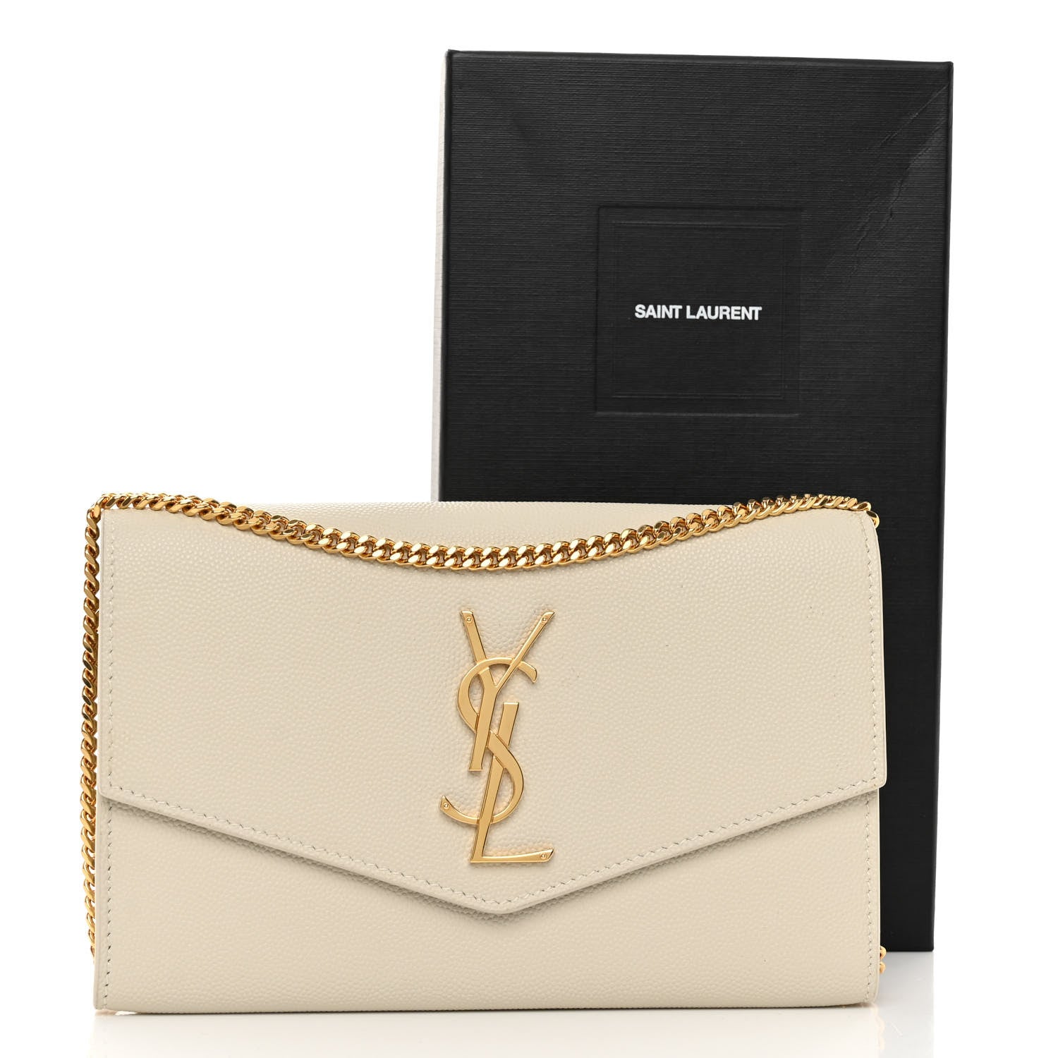 Saint Laurent SAINT LAURENT Grain De Poudre Monogram Uptown Chain Wallet Crema Soft 12 of 12