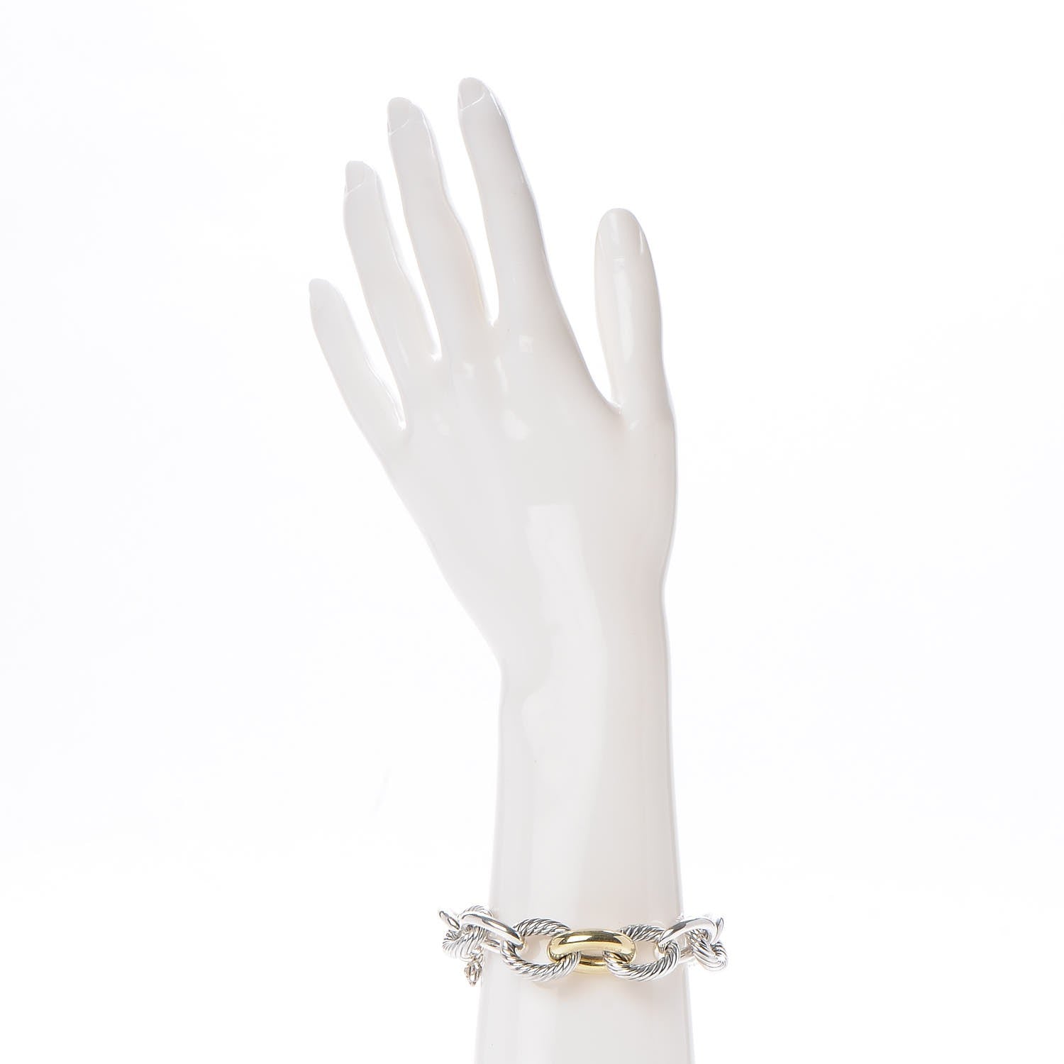 David Yurman Sterling Silver 18K Yellow Gold 19mm Extra Large Oval Link Bracelet 2 of 7