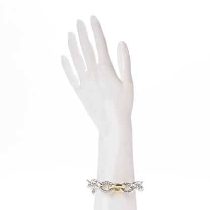 David Yurman Sterling Silver 18K Yellow Gold 19mm Extra Large Oval Link Bracelet 2 of 7