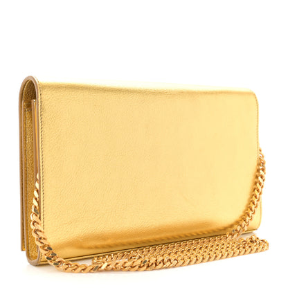 Saint Laurent Metallic Calfskin Monogram Chain Wallet Gold 3 of 10