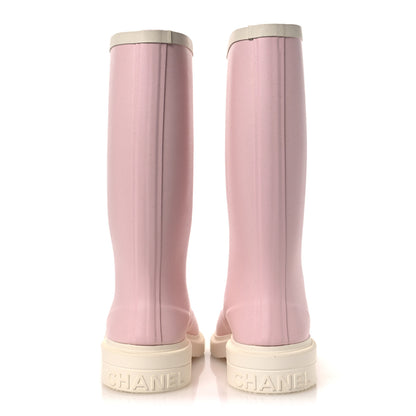 Chanel Caoutchouk CC High Boots 39 Light Pink White 6 of 11