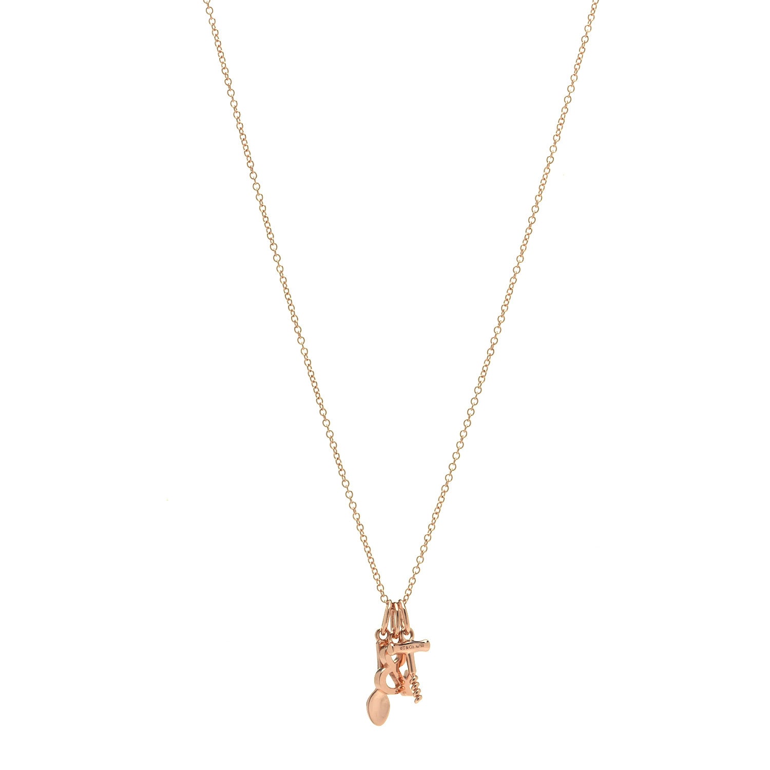 Tiffany 18K Rose Gold Wine and Dine Pendant Necklace 1 of 6