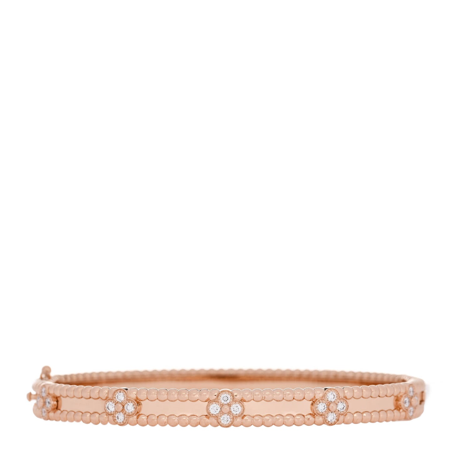 18K Rose Gold Diamond Perlee Sweet Clovers Bracelet M
